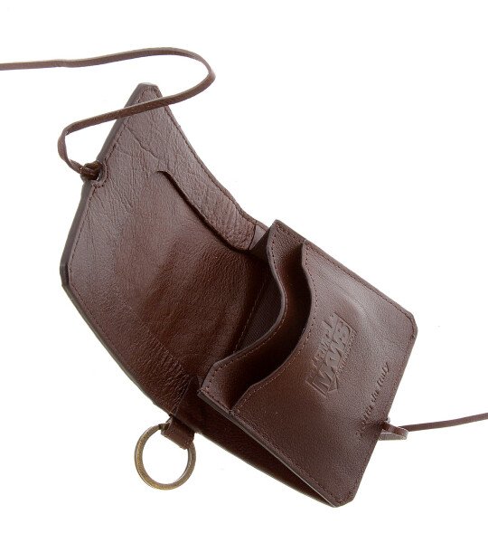 RMC JEANS BROWN GRAIN ITALIAN LEATHER WALLET WITH SHOE LACE TIE CLOSURE FOR MEN REDM5727